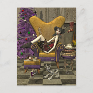 Gothic Christmas Postcard - "Gewartet für den Weih Feiertagspostkarte