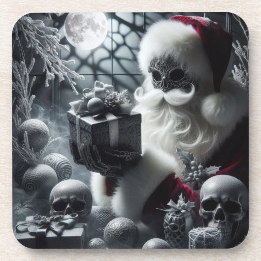 Gothic Christmas Santa | Dark Holiday Santa Getränkeuntersetzer (Vorderseite)