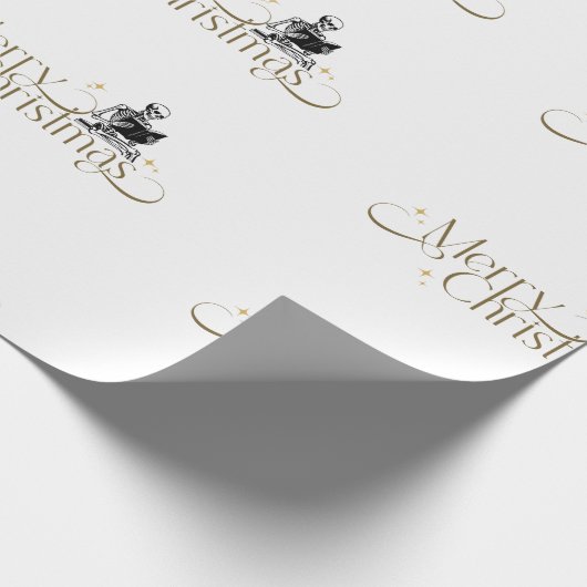 Gothic Christmas Skeleton Book Wrapping Paper Geschenkpapier (Ecke)