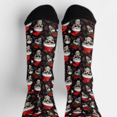 Gothic Christmas Skull Santa Macabre Muster Socken (Oben)