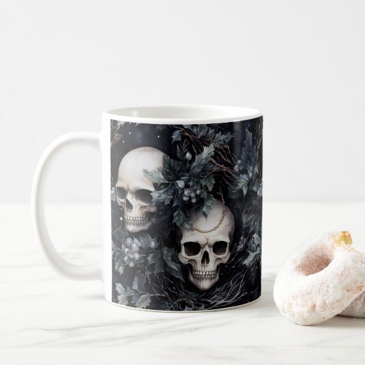 Gothic Christmas Skulls Kaffeetasse (Mit Donut)