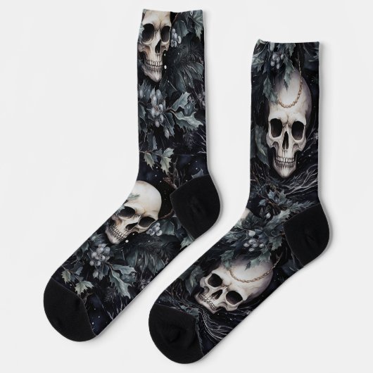 Gothic Christmas Skulls Socken (Linkes Detail)