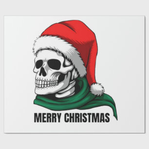 Gothic-Christmas-Totenschädel mit Santa-Hut – Alte Geschenkpapier