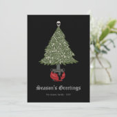 Gothic Christmas Tree Black Feiertagskarte (Stehend Vorderseite)
