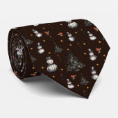 Gothic Christmas Tree Creepy Snowmen Neck Tie Krawatte (Gerollt)