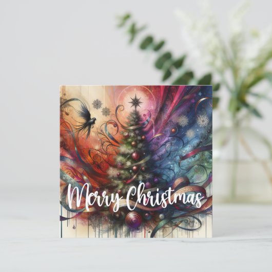 Gothic Christmas Tree Feiertagskarte (Stehend Vorderseite)