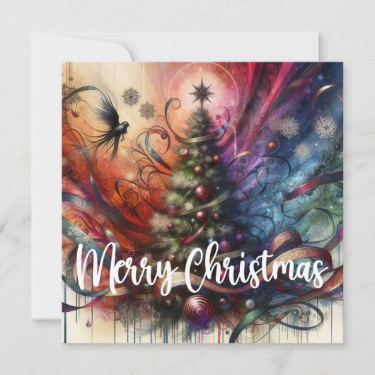 Gothic Christmas Tree Feiertagskarte (Vorderseite)