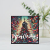 Gothic Christmas Tree Girl Feiertagskarte (Stehend Vorderseite)