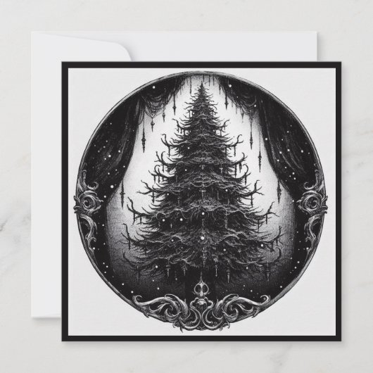 Gothic Christmas Tree Goth Xmas Feiertagskarte (Vorderseite)