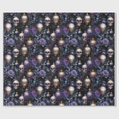 Gothic Christmas Tree Skulls Black & Lila Geschenkpapier (Flach)
