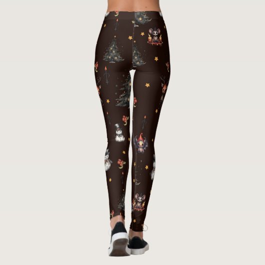 Gothic Christmas Tree Snowman Animals Leggings (Rückseite)