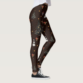 Gothic Christmas Tree Snowman Animals Leggings