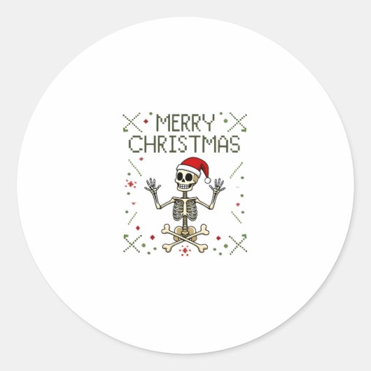 Gothic Christmas Ugly Skull Rock Christmas T-Shirt Runder Aufkleber (Vorderseite)