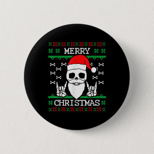 Gothic Christmas Ugly Skull Rock Weihnachtsgeschen Button