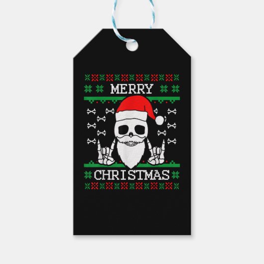 Gothic Christmas Ugly Skull Rock Weihnachtsgeschen Geschenkanhänger (Vorderseite)