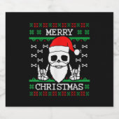 Gothic Christmas Ugly Skull Rock Weihnachtsgeschen Schaumweinetikett (Einzelnes Label)