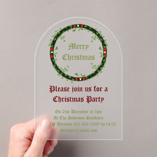 Gothic Christmas Wreath Custom Acryleinladungen (Insitu (Handheld))