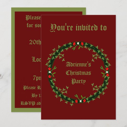 Gothic Christmas Wreath Custom Einladung (Vorne/Hinten)