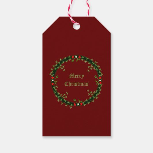 Gothic Christmas Wreath Custom Geschenkanhänger (Vorderseite)