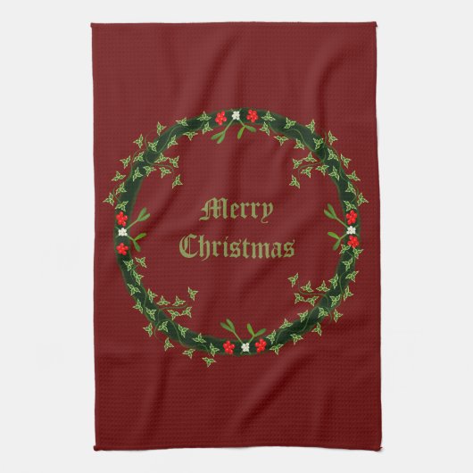 Gothic Christmas Wreath Custom Geschirrtuch (Vertikal)