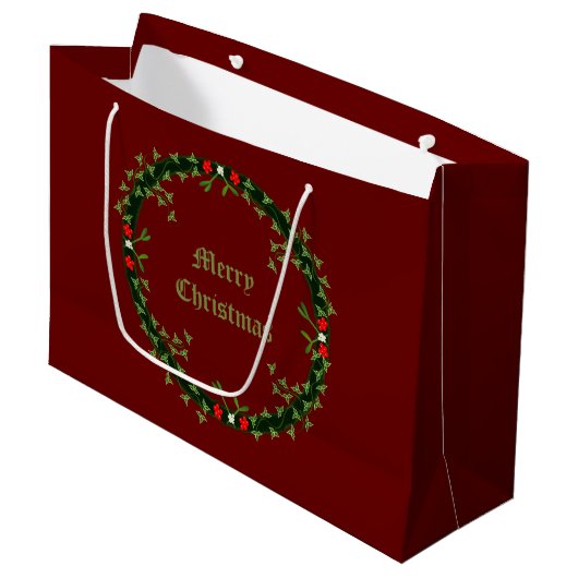 Gothic Christmas Wreath Custom Große Geschenktüte (Vorderseite Schrägansicht)