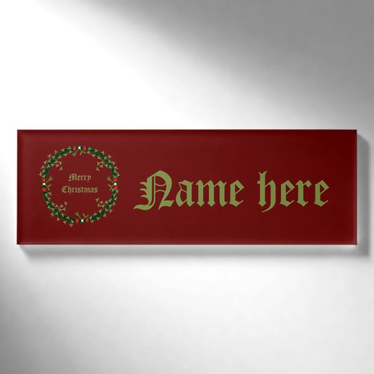 Gothic Christmas Wreath Custom Namenschild (Vorderseite)