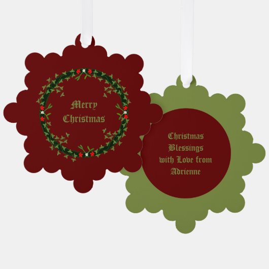 Gothic Christmas Wreath Custom Ornament Karte (Vorderseite/Rückseite)