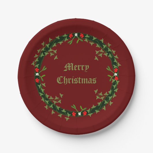 Gothic Christmas Wreath Custom Pappteller (Vorderseite)