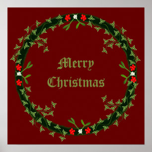 Gothic Christmas Wreath Custom Poster