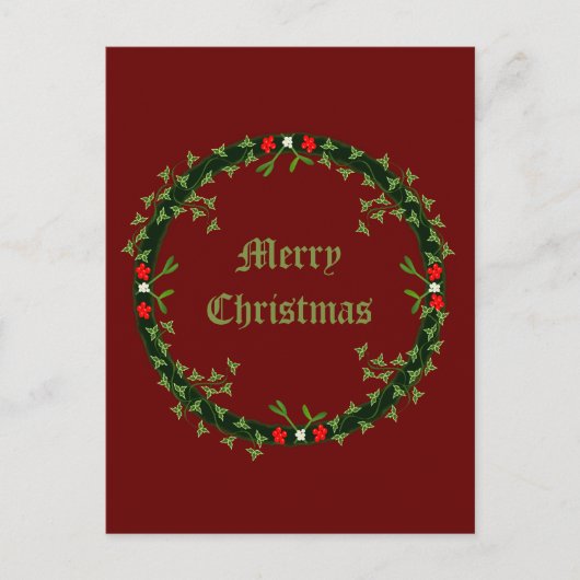 Gothic Christmas Wreath Custom Postkarte (Vorderseite)