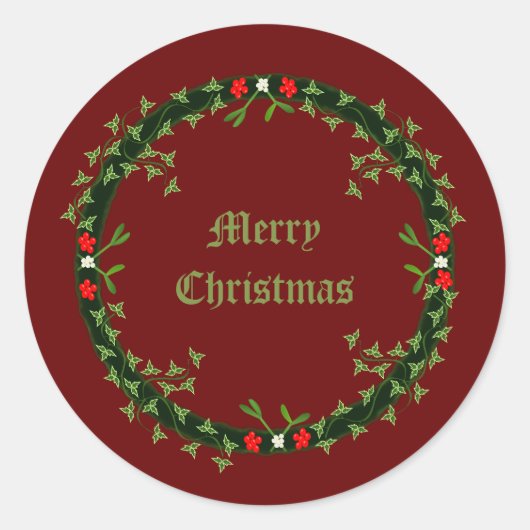 Gothic Christmas Wreath Custom Runder Aufkleber (Vorderseite)