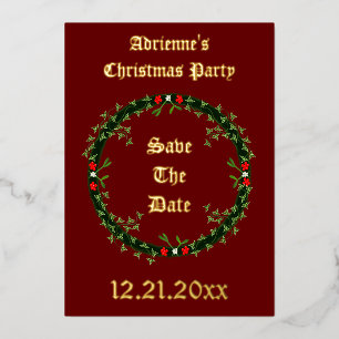 Gothic Christmas Wreath Custom Save the Date Folien Feiertagskarte