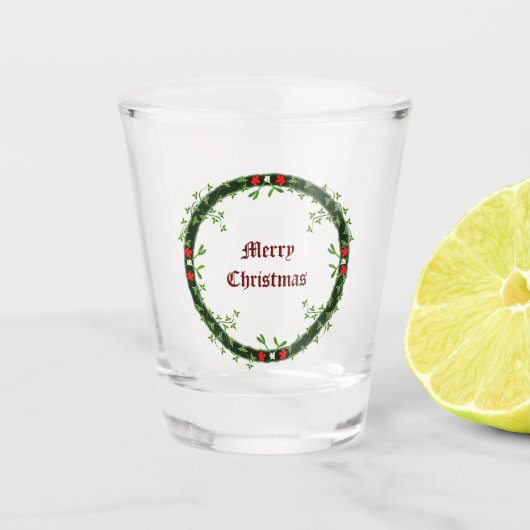 Gothic Christmas Wreath Custom Schnapsglas (Vorderseite)