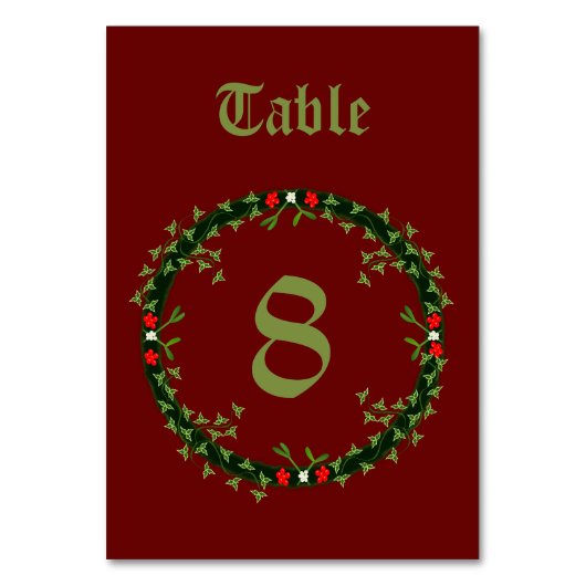 Gothic Christmas Wreath Custom Tischnummer (Vorderseite)
