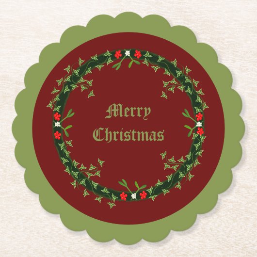 Gothic Christmas Wreath Custom Untersetzer (Vorderseite)