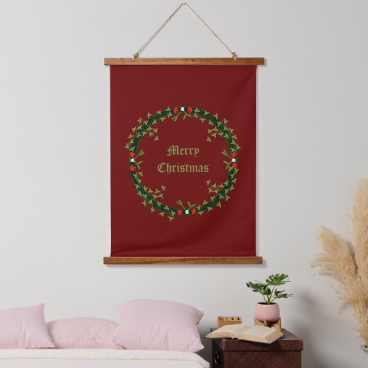 Gothic Christmas Wreath Custom Wandteppich Mit Holzrahmen (Schlafzimmer)