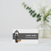 Gothic Classic Elegant Long Black Dress Mode Visitenkarte (Stehend Vorderseite)