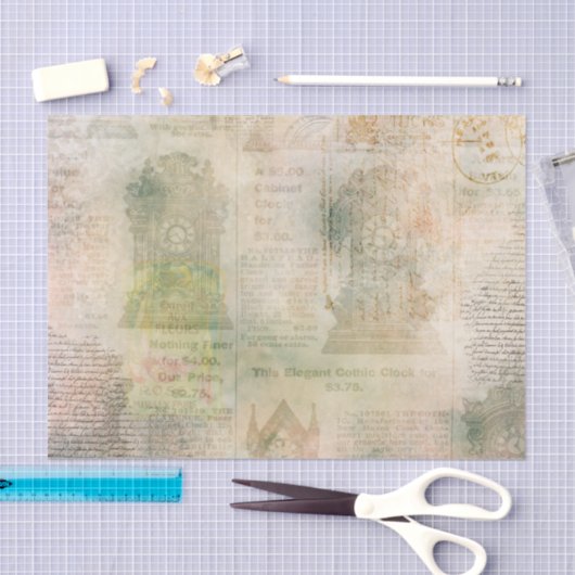 Gothic Clock Ephemera Seidenpapier (Handwerk)