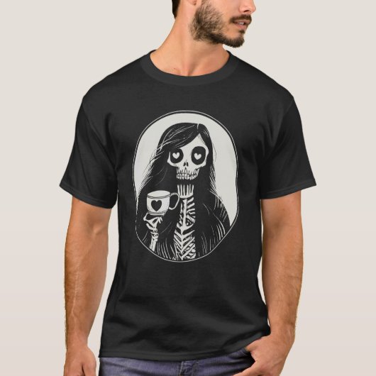 Gothic Coffee Drink Skeleton Frauen T-Shirt (Vorderseite)