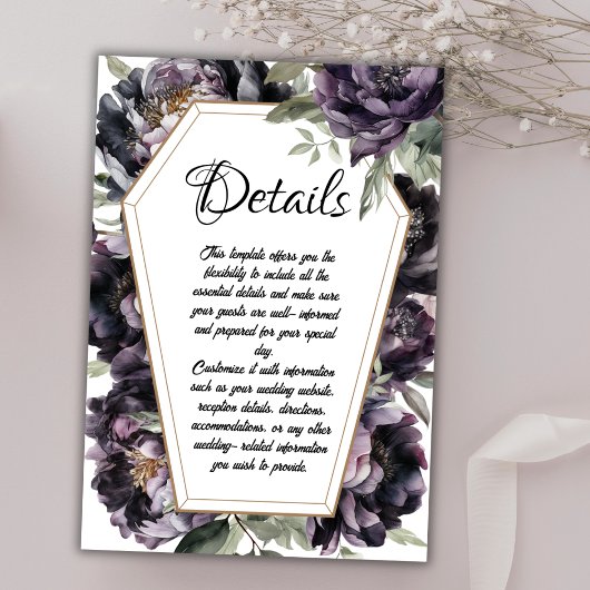 Gothic Coffin Black Peony Wedding Card Einladung