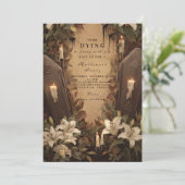 Gothic Coffin Candlelight Halloween Soirée Einladung (Stehend Vorderseite)