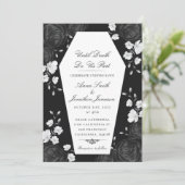 Gothic Coffin Einladung mit eleganten schwarzen Ro (Stehend Vorderseite)