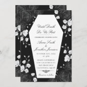 Gothic Coffin Einladung mit eleganten schwarzen Ro (Vorne/Hinten)