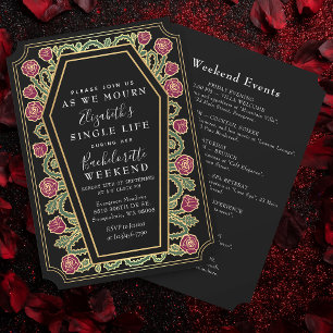 Gothic Coffin Rose Bachelorette Wochenende Einladung