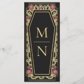 Gothic Coffin Rose Black Wedding Menu Menükarte (Rückseite)