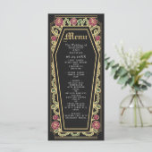 Gothic Coffin Rose Black Wedding Menu Menükarte (Stehend Vorderseite)