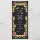Gothic Coffin Rose Black Wedding Menu Menükarte (Vorderseite)