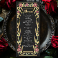 Gothic Coffin Rose Black Wedding Menu