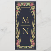 Gothic Coffin Rose Blue Wedding Menu Menükarte (Rückseite)