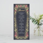 Gothic Coffin Rose Blue Wedding Menu Menükarte (Stehend Vorderseite)